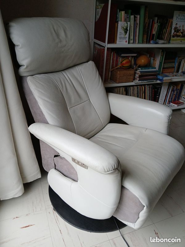 Fauteuil relaxation en cuir et alcantara (image 5)
