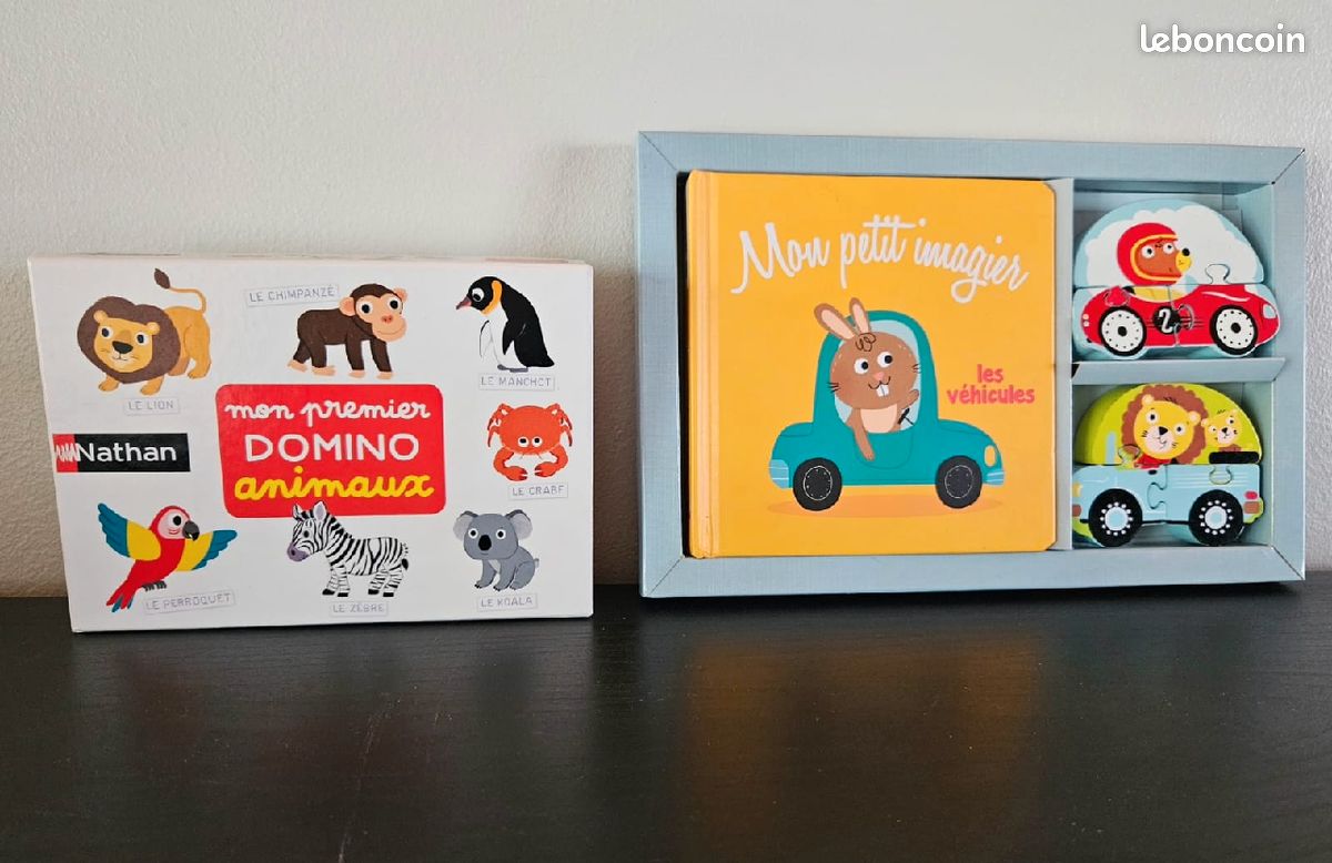 Jeu de domino animaux + imagier des véhicules avec deux petits puzzles (image 1)