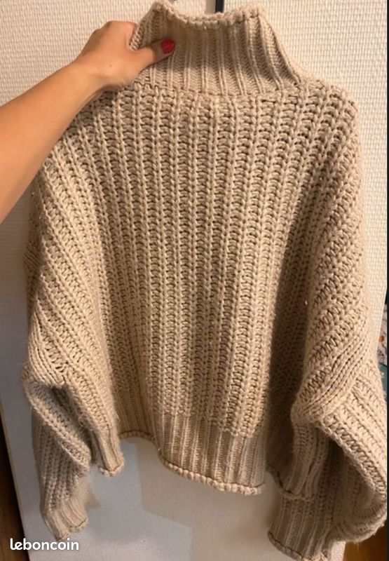 Pull Femme H&M En Beige - Taille M - Tricoté Grossièrement - Coton Mixte - Occasion