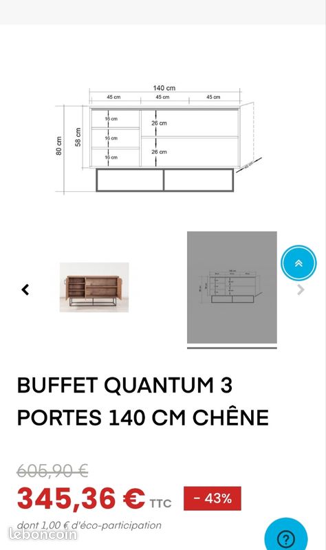 Buffet chêne et noir (image 3)