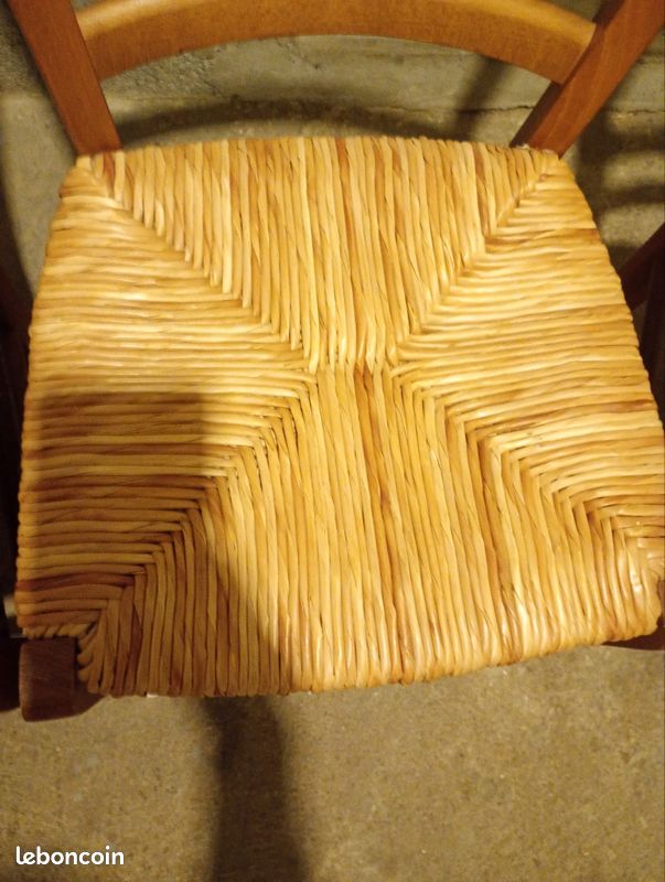 Lot de 4 chaises en bois et paille avec motif cœur (image 8)