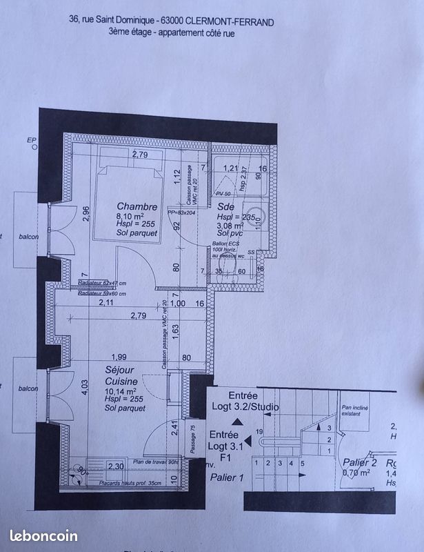 Appartement 2 pièces 23 m² · à Clermont-Ferrand · 23 m² · 515 €/mois