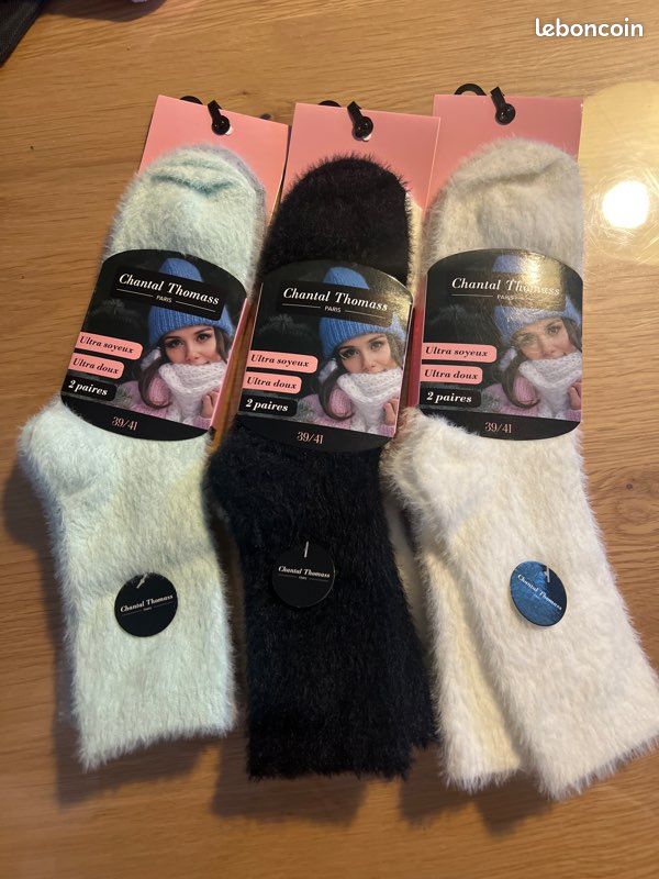 2 Paires De Chaussettes Chantal Thomass - Laine Ultra Douce, Taille 39/41 - Neuf Avec Étiquettes