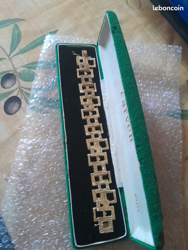 Bracelet Vintage CARVEN Plaque Or - Longueur 17 Cm - État Quasi Neuf - Années 90 - Occasion