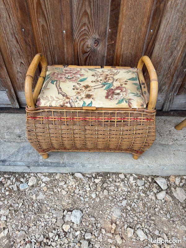 Ancien coffre bambou siège (image 1)