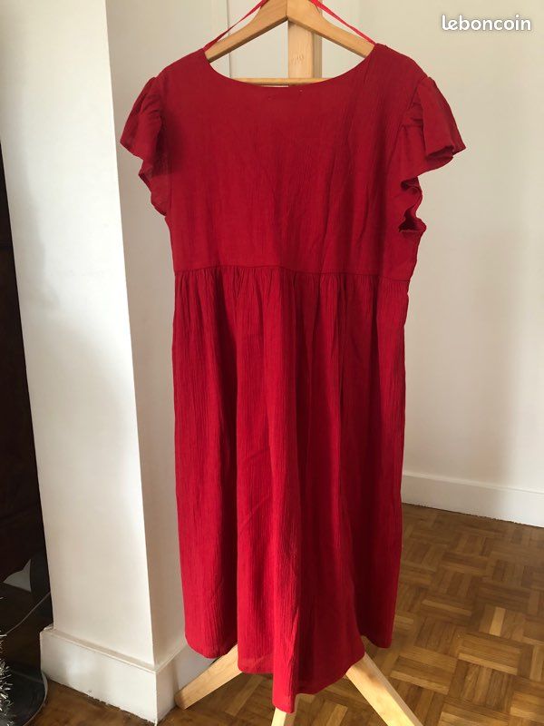Robe longue neuve Monoprix pur coton rouge Vêtements