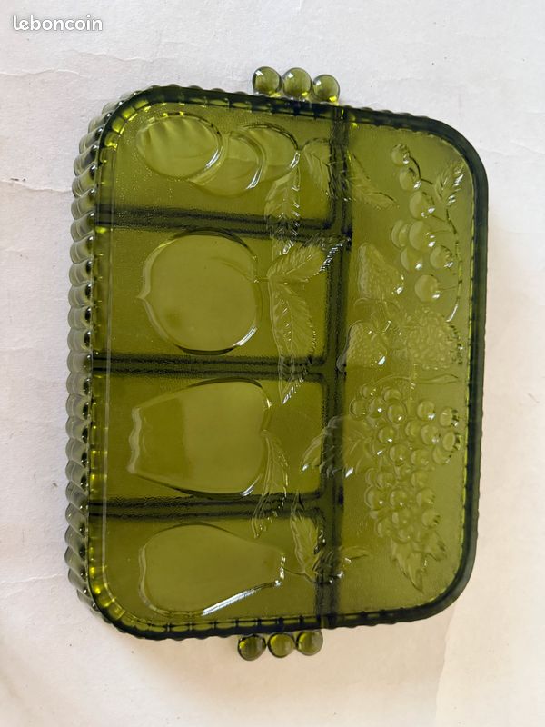 Plateau compartimenté en verre rose