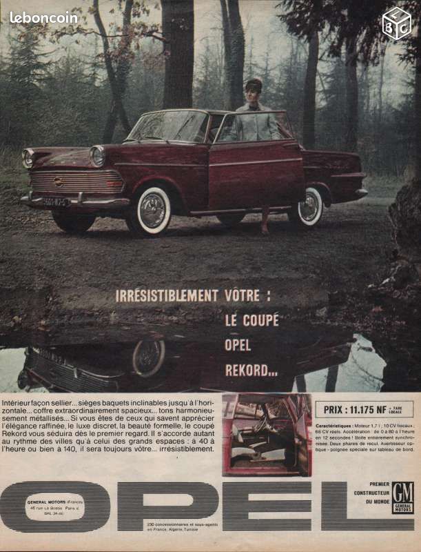 Publicité d'époque de 1962 Opel Rekord Coupé (image 1)