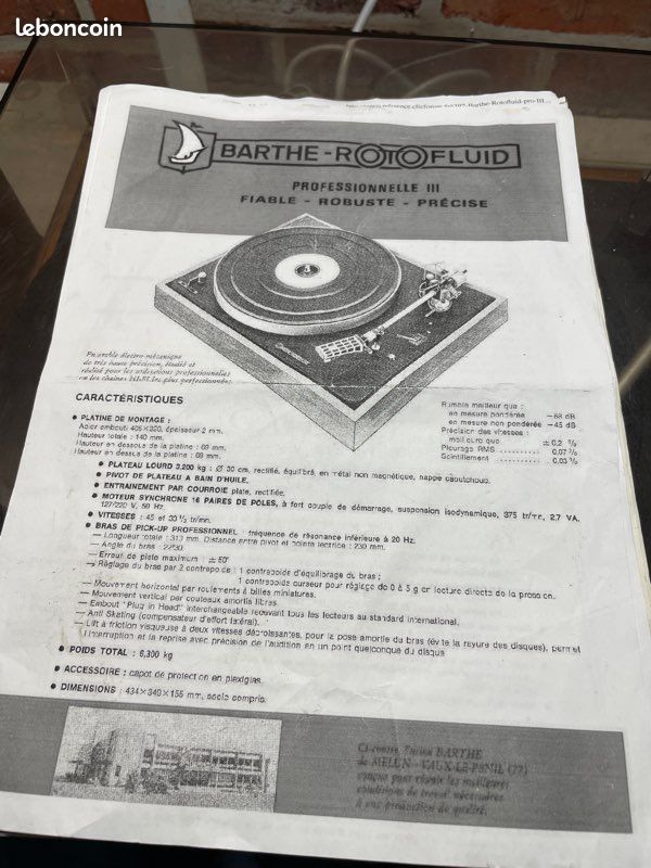Très Rare Platine Vinyle Barthe Amphi 10 ( No Rotofluid Denon Marantz