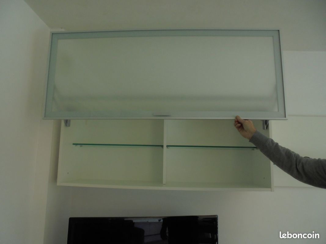 Meuble salon living dising blanc & verre (image 3)