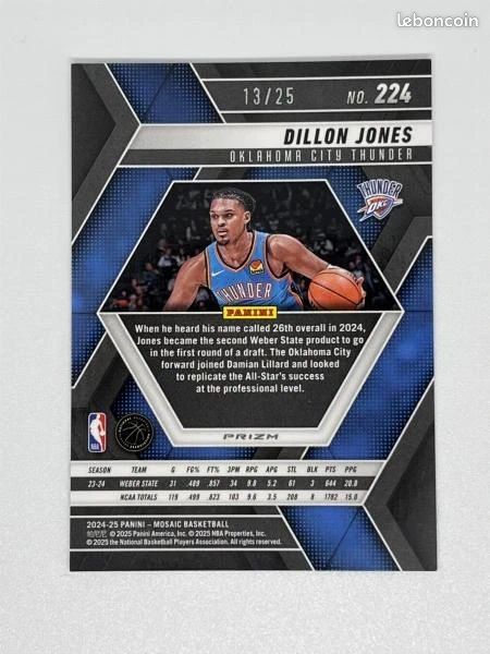 Panini Mosaic Dillon Jones RC International White Mosaic 13/25 (image 2)