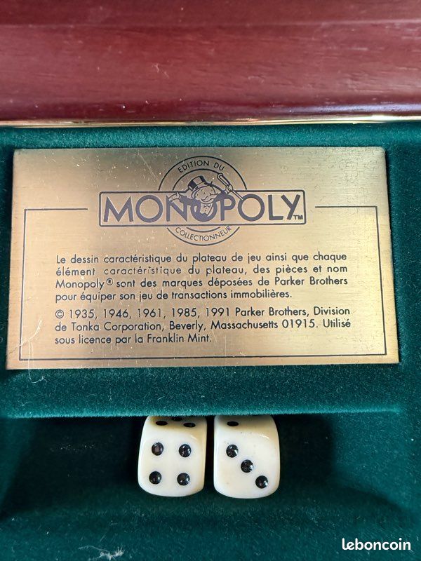 Monopoly Franklin Mint 1991 - Édition Collector En Bois - Jamais Joué