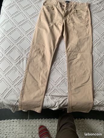Pantalon Homme Burton En Jean/coton Beige Clair - Taille 50, Coupe Chino, Entrejambe 89cm - Très Bon état