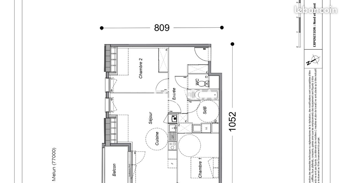 Appartement 3 pièces 60 m² · à Melun · 60 m² · 974 €/mois