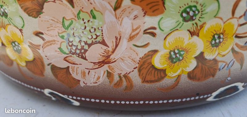 Cocotte faitout émaillé vintage décor psychédélique - Arts de la table