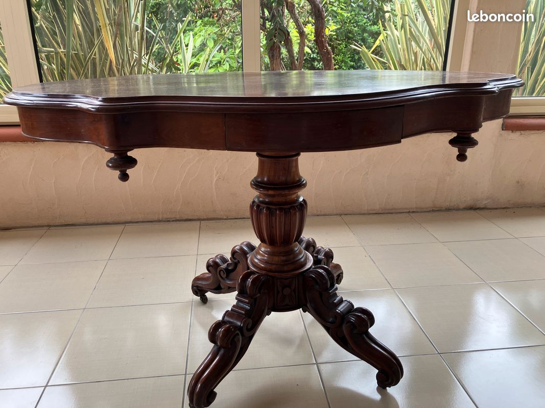 Table violon acajou avec tiroir (image 3)