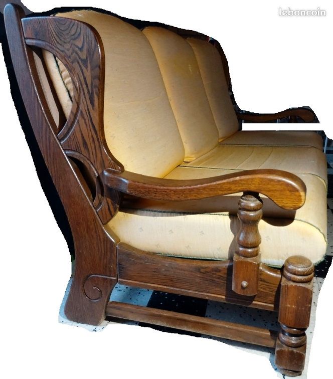 Canape / sofa vintage bois massif (image 2)
