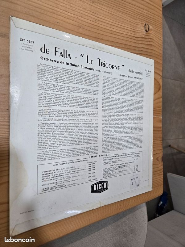 Vinyle Audiophile - Decca ffrr - Falla Le Tricorne / Ansermet (LXT 5357) (image 4)