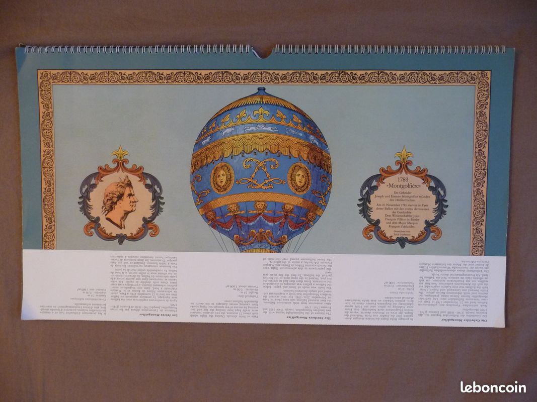 Calendrier rare I.Teil de 1976 ballons dIrigeables et mongolfieres avec photos allemandes (image 5)
