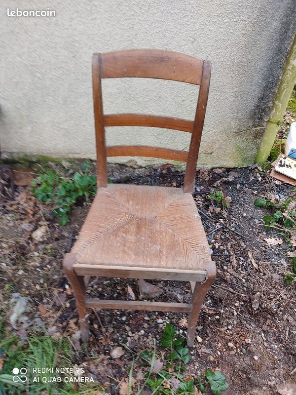 Chaise paillée restauration ancienne bois (image 1)