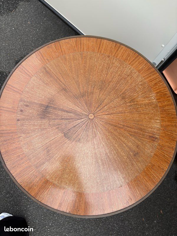 Guéridon Rond Style Louis XVI En Bois Doré - Diamètre 50 Cm, Hauteur 71.5 Cm