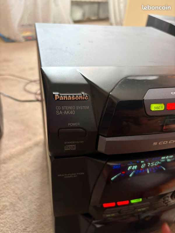 Chaîne Hi-Fi Panasonic SA-AK40 – 5 CD, double cassette, tuner FM + 2 enceintes (image 4)