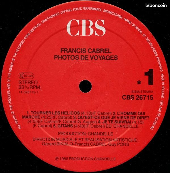 Francis Cabrel - photos de voyage vinyl (image 3)