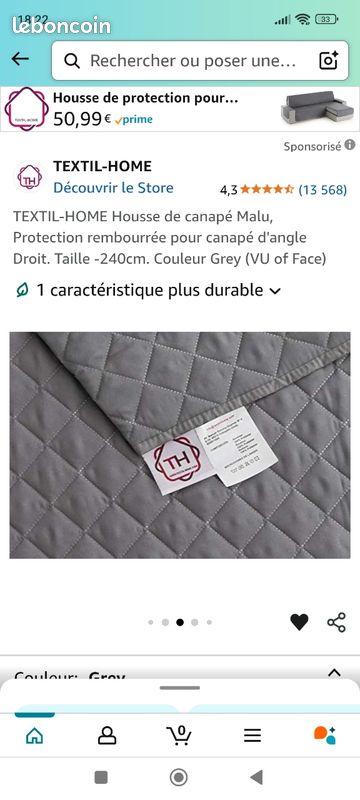 MAXIFUNDAS - Housse de canapé d'angle rembourrée Bras Droit 200 cm MAXIFUNDAS - Housse de canapé d'angle rembourrée Bras Droit 200 cm