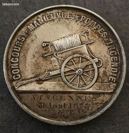 CREIL médaille du Concours de Manœuvres de Pompes à Incendie 1887 TTB