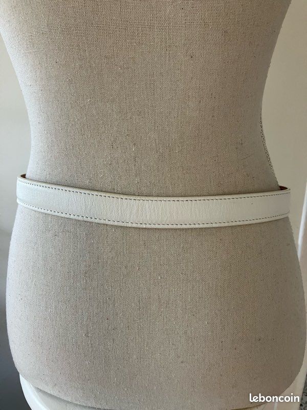 Ceinture en cuir blanc Losco T 75 cm (image 3)