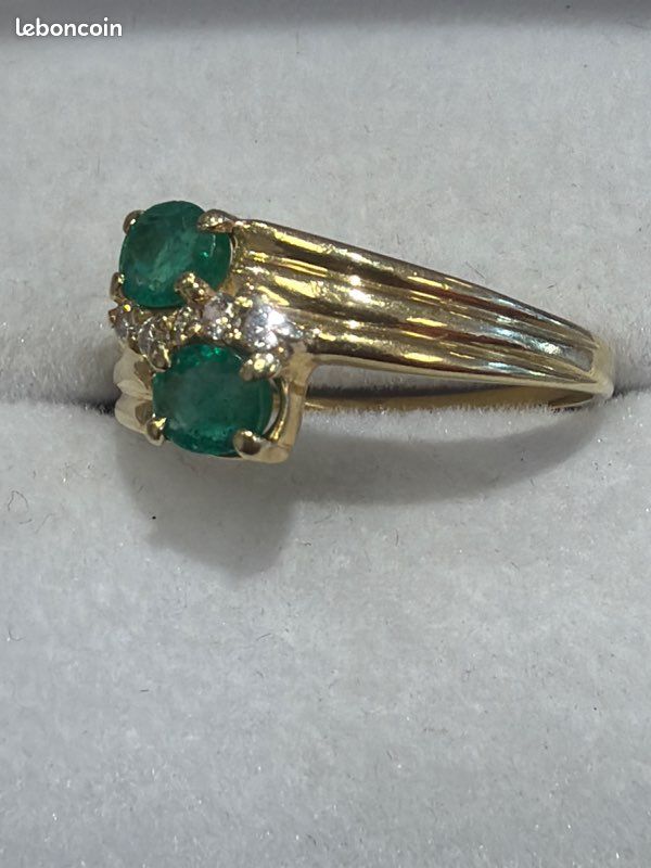 Bague OR 18 K diamants Émeraudes (image 5)
