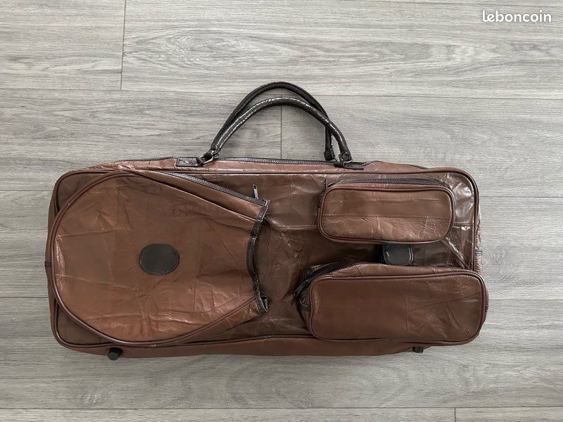 Sac de sport vintage en cuir voyage nuit week-end bagage