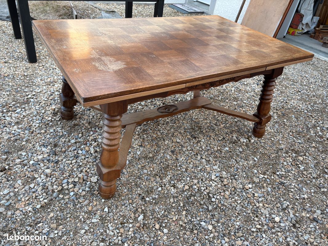Table ancienne bois massif très robuste 160x100x73cm (image 2)