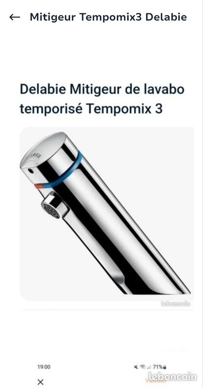 Mitigeur tempomix 3 delabie (image 1)
