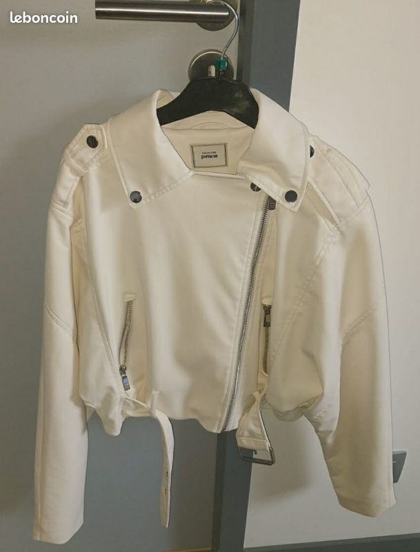 Blouson court effet cuir écru (image 1)