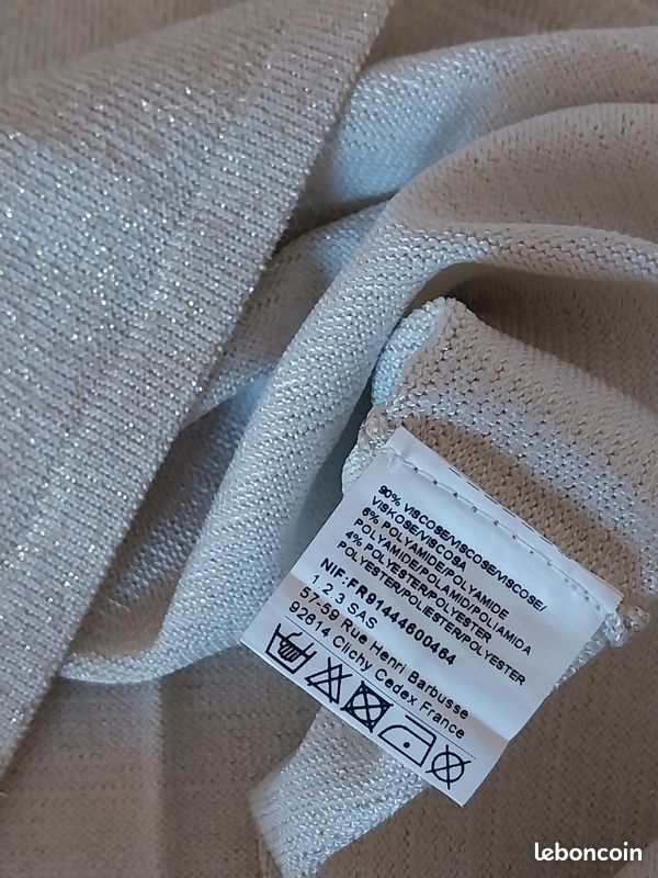 Haut Top Femme 1.2.3 Taille 38/40 - Multicolore Rayé, Polyester, Occasion Très Bon état