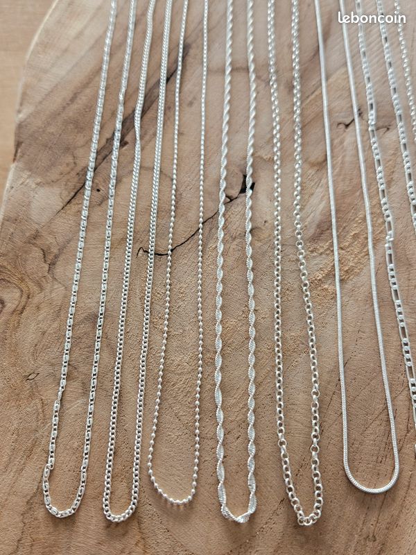 Lot de 10 chaines en argent véritable poinçonné 925 luxury (image 3)