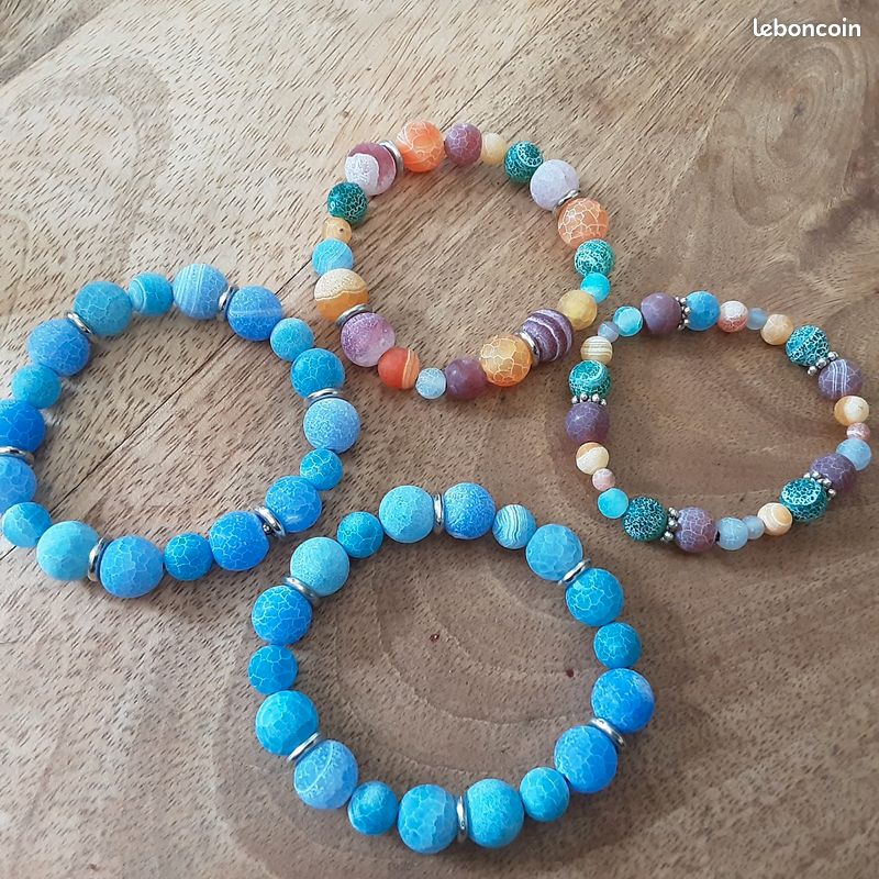 Bracelet au choix 16cm agates craquelées (image 1)