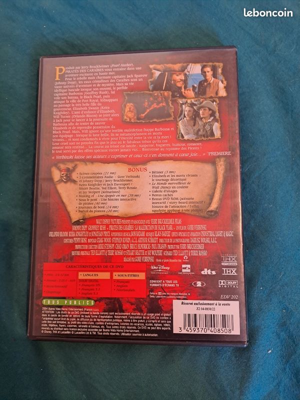 Pirates des Caraïbes, la malédiction du Black Pearl. Dvd (image 2)