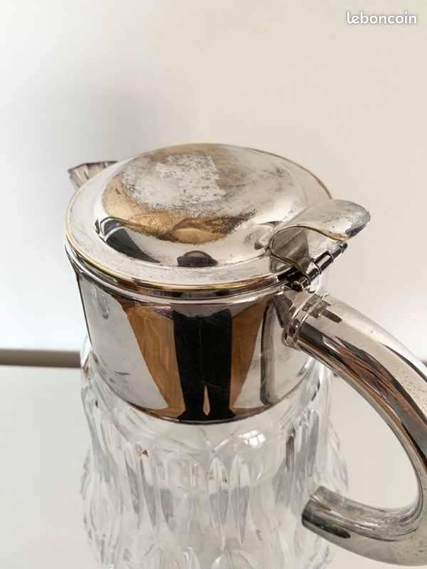 Importante carafe en cristal et métal argenté (image 6)