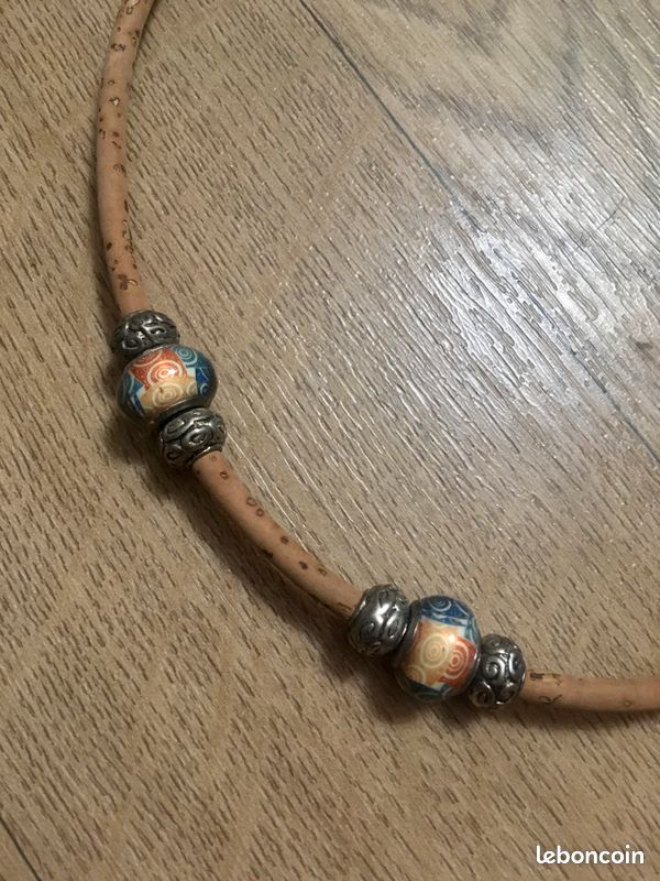 Collier liège en perles et argent (image 3)