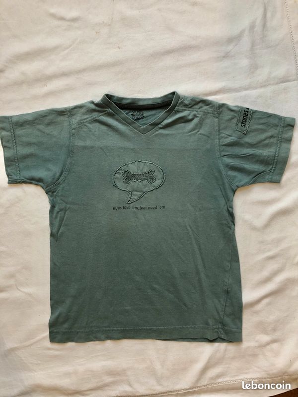 Teeshirt tee-shirt col V émeraude bleu vert 6-8 ans stones and bones os manches courtes été garçon (image 1)