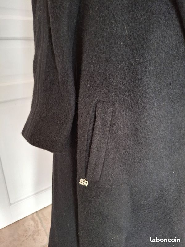 Manteau D'Hiver Long Sonia Rykiel 100% Laine - Gris Chiné Taille XL - État Parfait