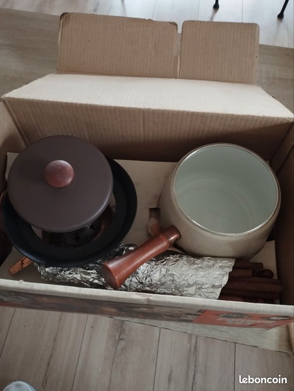 Ancien Service à Fondue Bourguignonne Japy, Motif Cachemire, Vintage, Fabrication Française