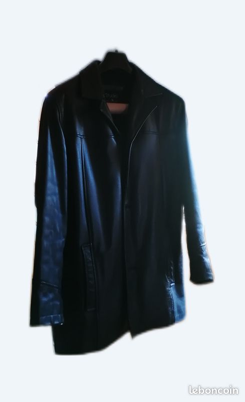 Veste en cuir noir (image 1)