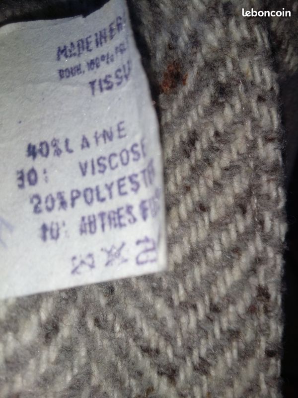 Manteau motif chevron beige, vintage T 40/42 (image 5)