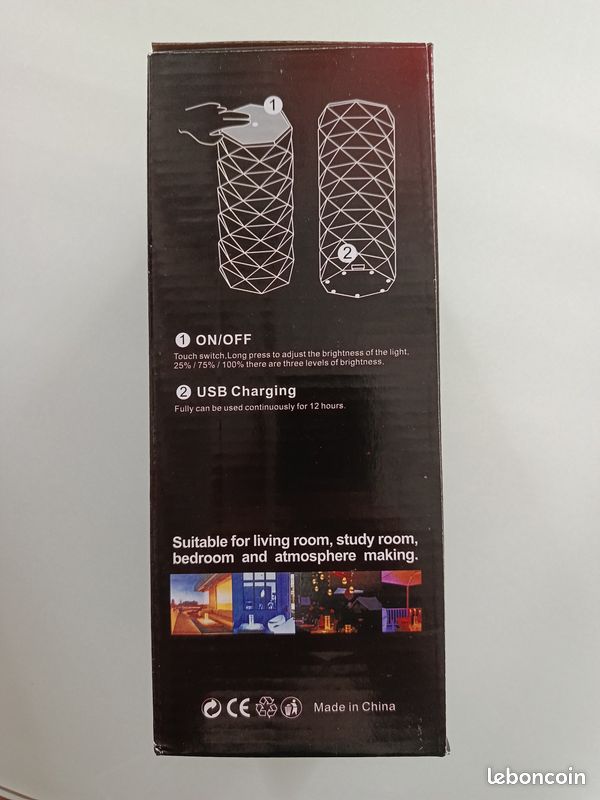 Lampe cristal LED tactile rechargeable USB (Effet Diamant) (image 2)