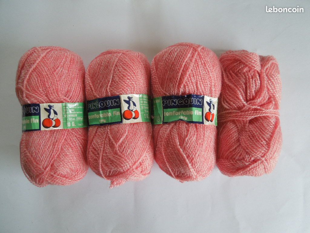 Lot 4 pelotes de laine Pingouin Confortable fin 15% mohair - Loisirs créatifs