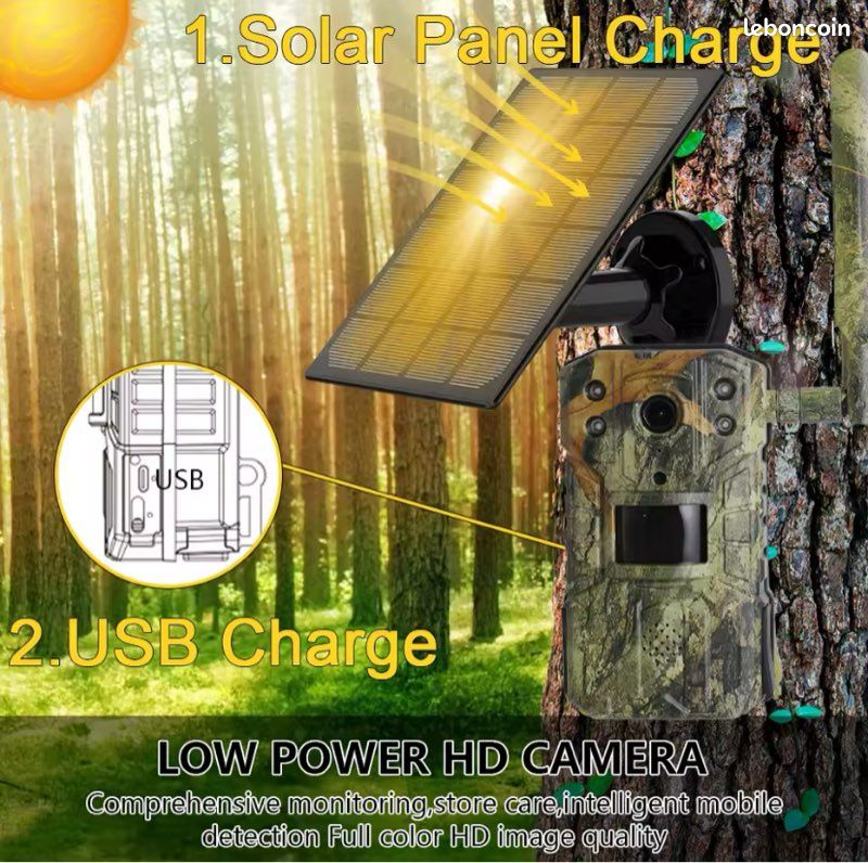 Caméra De Chasse Solaire 4G Carte SIM Sans Fil Vision Capteur PIR Nocturne Batterie 7800mah Item 13901067