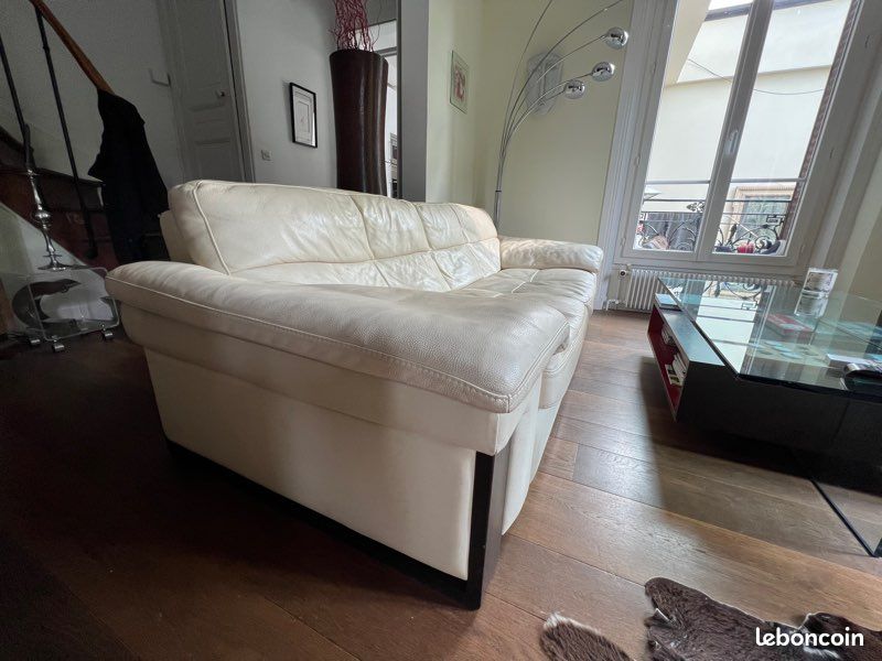 Canapé ligne roset cuir clair (image 2)